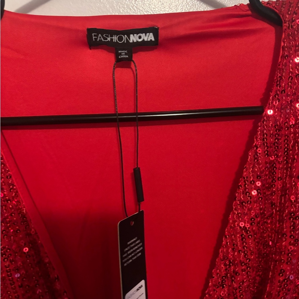 Fashion Nova Red Sequin Romper